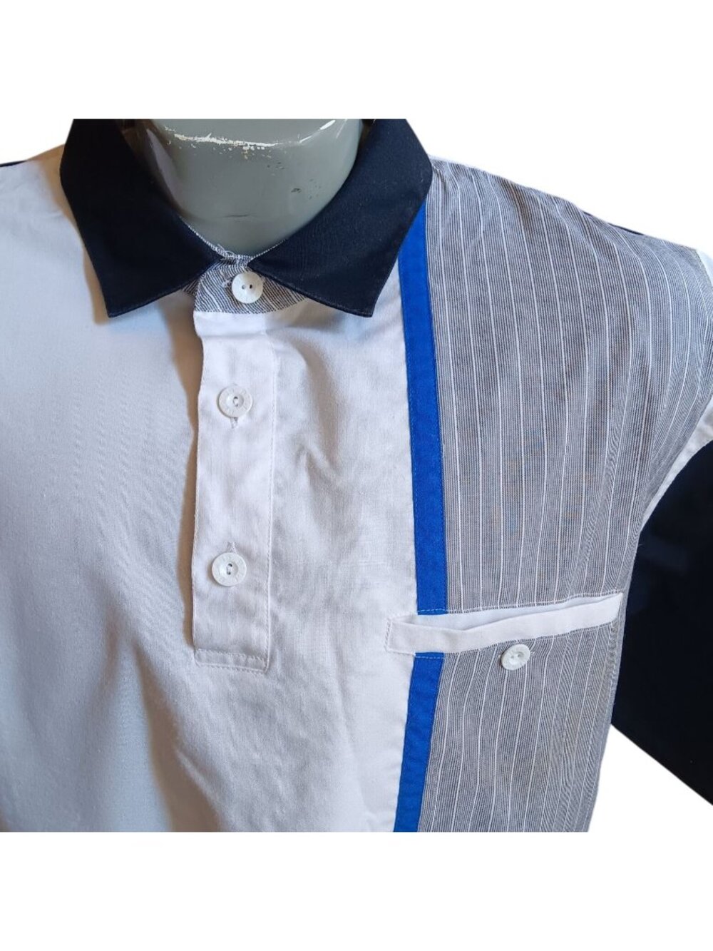 Pullover Polo Shirt Medium Y2K Vintage Bill Blass Mens Colorblock Stripes Daddy